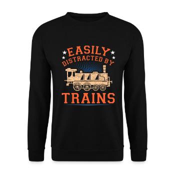 Zug Züge Modeleisenbahn Eisenbahn Geschenk - Unisex Pullover - Schwarz - Vorne - Alina (178cm) & Michal (187cm)