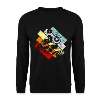 Zug Züge Modeleisenbahn Eisenbahn Geschenk - Unisex Pullover - Schwarz - Vorne - Alina (178cm) & Michal (187cm)