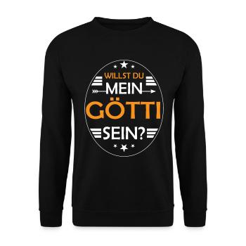 Götti Fragen Firmgötti Taufgötti - Unisex Pullover - Schwarz - Vorne - Alina (178cm) & Michal (187cm)
