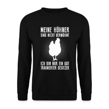 Meine Hühner sind nicht verwöhnt Huhn - Unisex Pullover - Schwarz - Vorne - Alina (178cm) & Michal (187cm)