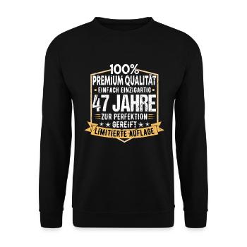 47. Geburtstag 1973 Geschenk Geschenkidee Retro - Unisex Pullover - Schwarz - Vorne - Alina (178cm) & Michal (187cm)