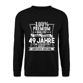 49. Geburtstag Geschenk Geschenkidee 49 Jahre - Unisex Pullover - Schwarz - Vorne - Alina (178cm) & Michal (187cm)