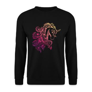 cheval - Sweat-shirt Unisexe - noir - Devant - Alina (178cm) & Michal (187cm)