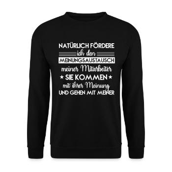 Natürliche fördere ich den Meinungsaustausch - Unisex Pullover - Schwarz - Vorne - Alina (178cm) & Michal (187cm)