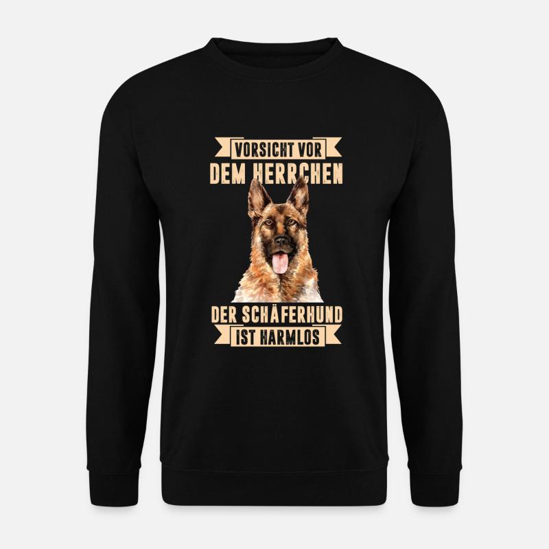 Vorsicht vor dem Herrchen Schäferhund - Unisex Pullover - Schwarz