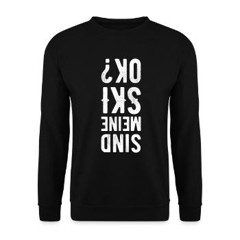 Sind meine Ski Ok? Lustige Ski Sprüche Skifahrer - Unisex Pullover - Schwarz - Vorne - Alina (178cm) & Michal (187cm)