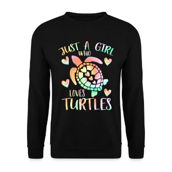 Juste une fille qui aime les tortues - Sweat-shirt Unisexe - noir - Devant - Alina (178cm) & Michal (187cm)