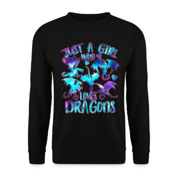 Nur ein Mädchen, das Drachen liebt - Unisex Pullover - Schwarz - Vorne - Alina (178cm) & Michal (187cm)