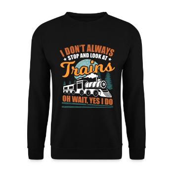 Zug Züge Modeleisenbahn Eisenbahn Geschenk - Unisex Pullover - Schwarz - Vorne - Alina (178cm) & Michal (187cm)