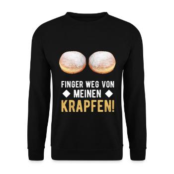Finger weg von meinen Krapfen Faschingskrapfen - Unisex Pullover - Schwarz - Vorne - Alina (178cm) & Michal (187cm)