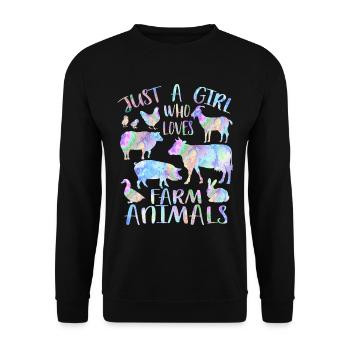 Nur ein Mädchen, das Nutztiere liebt - Unisex Pullover - Schwarz - Vorne - Alina (178cm) & Michal (187cm)