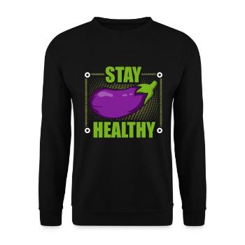 Aubergine - Unisex Pullover - Schwarz - Vorne - Alina (178cm) & Michal (187cm)