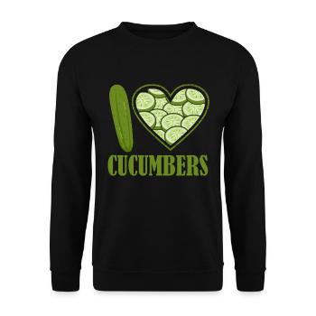 Gurke Grünes Gemüsegeschenk - Unisex Pullover - Schwarz - Vorne - Alina (178cm) & Michal (187cm)