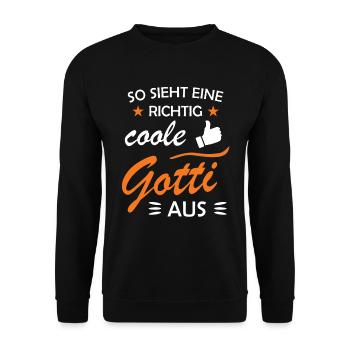 Gotti Geschenk Firmgotti Taufgotti - Unisex Pullover - Schwarz - Vorne - Alina (178cm) & Michal (187cm)