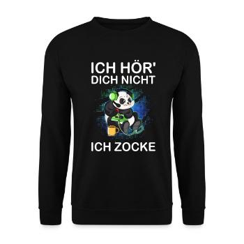 Ich Höre Dich Nicht Ich Zocke Gamer Geschenk Idee - Unisex Pullover - Schwarz - Vorne - Alina (178cm) & Michal (187cm)