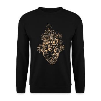 Pilz Lieblingsessen Geschenk - Unisex Pullover - Schwarz - Vorne - Alina (178cm) & Michal (187cm)
