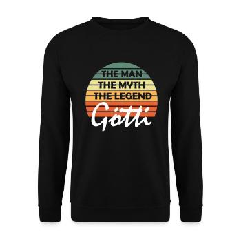 Götti Geschenkidee Firmgötti Taufgötti Göti fragen - Unisex Pullover - Schwarz - Vorne - Alina (178cm) & Michal (187cm)