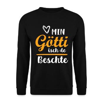 Min Götti isch de Beschte Taufgötti Geschenk - Unisex Pullover - Schwarz - Vorne - Alina (178cm) & Michal (187cm)