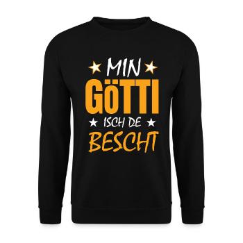 Götti Geschenkidee Taufgötti Taufpate Götti - Unisex Pullover - Schwarz - Vorne - Alina (178cm) & Michal (187cm)