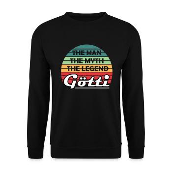 Götti Firmgötti Taufgötti Gotti Geschenkidee - Unisex Pullover - Schwarz - Vorne - Alina (178cm) & Michal (187cm)