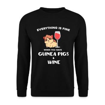 Cute Guinea Pig Gift For Wine Lover product - Unisex Sweatshirt - black - Front - Alina (178cm) & Michal (187cm)