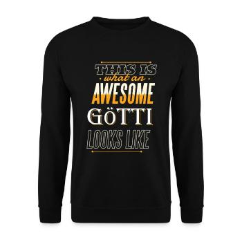 Götti Fragen Firmgötti Taufgötti Götti Geschenk - Unisex Pullover - Schwarz - Vorne - Alina (178cm) & Michal (187cm)