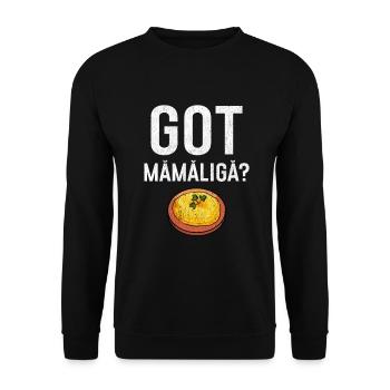 Conception roumaine | Tu as Mamaliga ? cadeau - Sweat-shirt Unisexe - noir - Devant - Alina (178cm) & Michal (187cm)