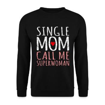 Alleinerziehende Mutter - Unisex Pullover - Schwarz - Vorne - Alina (178cm) & Michal (187cm)