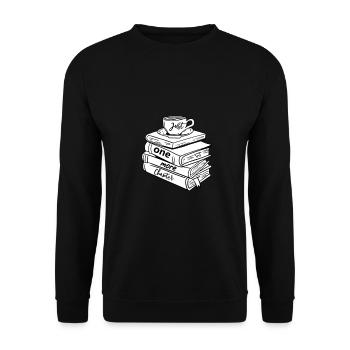 Un chapitre encore livre Livres Lire La bibliothèque - Sweat-shirt Unisexe - noir - Devant - Alina (178cm) & Michal (187cm)