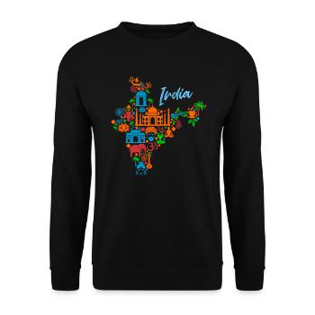 Indien Asien Reisen Geschenkidee - Unisex Pullover - Schwarz - Vorne - Alina (178cm) & Michal (187cm)