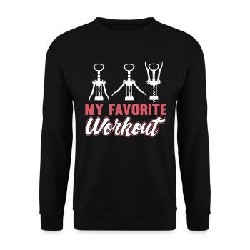 Wine Workout Corkscrew Red Wine White Wine Funny - Unisex Sweatshirt - black - Front - Alina (178cm) & Michal (187cm)