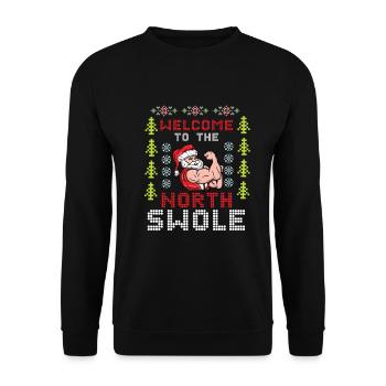 Père Noël Fitness Musculation musculaire - Sweat-shirt Unisexe - noir - Devant - Alina (178cm) & Michal (187cm)