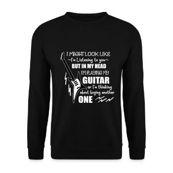 E Guitare Rock Instrument Musique Rocker - Sweat-shirt Unisexe - noir - Devant - Alina (178cm) & Michal (187cm)
