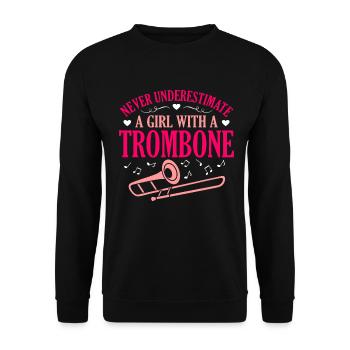 Trombone Trombonist Player Gift - Unisex Sweatshirt - black - Front - Alina (178cm) & Michal (187cm)