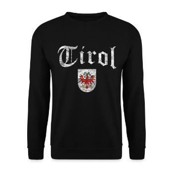 Tirol Vintage Retro mit Tiroler Wappen Adler - Unisex Pullover - Schwarz - Vorne - Alina (178cm) & Michal (187cm)