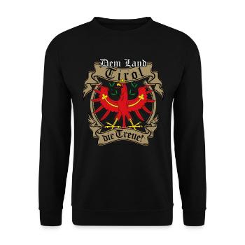 Dem Land Tirol die Treue mit Tiroler Adler Wappen - Unisex Pullover - Schwarz - Vorne - Alina (178cm) & Michal (187cm)