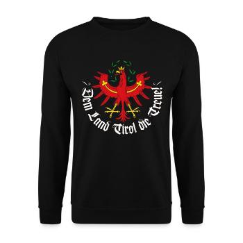 Dem Land Tirol die Treue Spruch Tiroler Adler - Unisex Pullover - Schwarz - Vorne - Alina (178cm) & Michal (187cm)