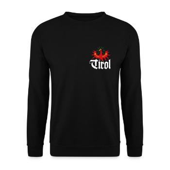 Tirol Tiroler Adler Wappen klein dezent auf Brust - Unisex Pullover - Schwarz - Vorne - Alina (178cm) & Michal (187cm)