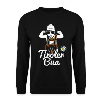 Bua tyrolienne avec pantalon en cuir Lausbua du Tyrol Costume - Sweat-shirt Unisexe - noir - Devant - Alina (178cm) & Michal (187cm)