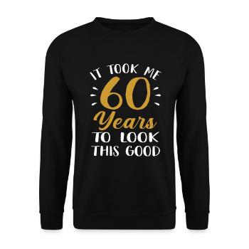 60. Geburtstag 60 Jahre alt Geschenk - Unisex Pullover - Schwarz - Vorne - Alina (178cm) & Michal (187cm)