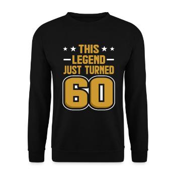 60. Geburtstag 60 Jahre alt Geschenk - Unisex Pullover - Schwarz - Vorne - Alina (178cm) & Michal (187cm)