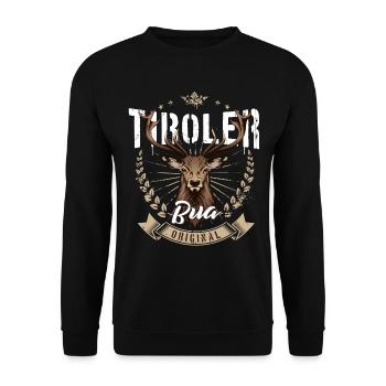 Tiroler Bua Hirsch Tirol Lausbua Geschenk Männer - Unisex Pullover - Schwarz - Vorne - Alina (178cm) & Michal (187cm)