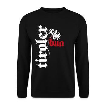 Tiroler Bua Tirol Bekleidung Adler Wappen - Unisex Pullover - Schwarz - Vorne - Alina (178cm) & Michal (187cm)