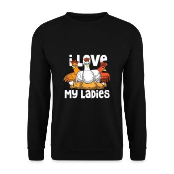 Chicken Chicken Rooster Farmer Chicken Farm Laying hens - Unisex Sweatshirt - black - Front - Alina (178cm) & Michal (187cm)
