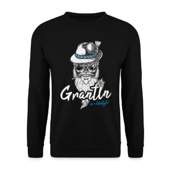 Grantln is a lifestyle Grantler Bayern Granteln - Unisex Pullover - Schwarz - Vorne - Alina (178cm) & Michal (187cm)