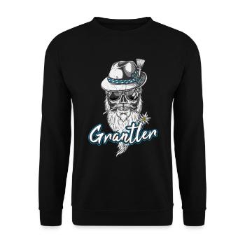 Grantler Grantln Bayern Tracht Grantla - Unisex Pullover - Schwarz - Vorne - Alina (178cm) & Michal (187cm)