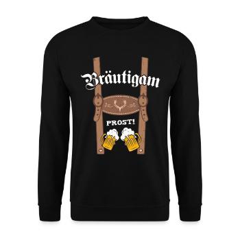 Bräutigam Lerderhose JGA Männer Tracht Bayern Bier - Unisex Pullover - Schwarz - Vorne - Alina (178cm) & Michal (187cm)