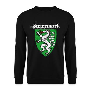 Steiermark Wappen Panther Steirer Bua Madl Retro - Unisex Pullover - Schwarz - Vorne - Alina (178cm) & Michal (187cm)