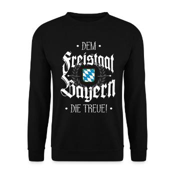 Freistaat Bayern Treue Patriot bayrischer Bua - Unisex Pullover - Schwarz - Vorne - Alina (178cm) & Michal (187cm)