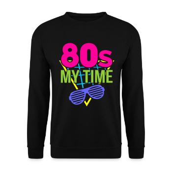 80er 1980er Jahre - Unisex Pullover - Schwarz - Vorne - Alina (178cm) & Michal (187cm)